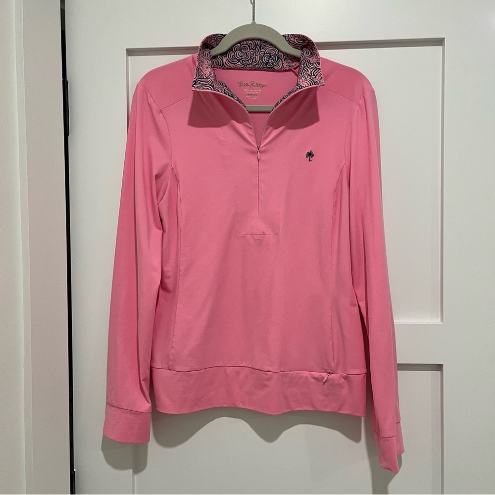 Lilly Pulitzer Pink Half-Zip Pullover Long Sleeve Top size medium - Picture 1 of 8